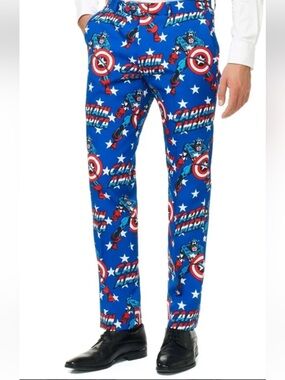 OppoSuits Captain America Blue Red Novelty Dress Pants